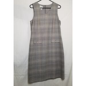 Laura Ashley Wool Tweed Tartan Plaid Lambswool Sheath Tank Dress Sz 10 USA - VTG